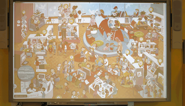 Smartboard mit Bilderbuchkino