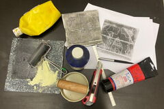 Zusammenstellung von Druck-Utensilien